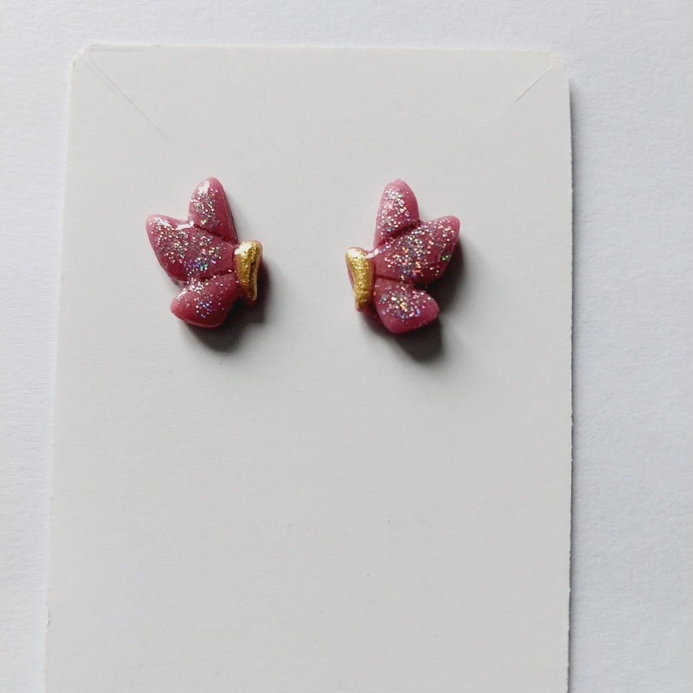 OpalGlaze Sparkling Butterflies Studs Earrings Handmade Earrings